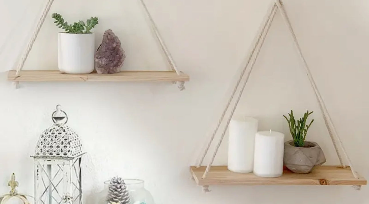 2 pc Boho hanging shelf
