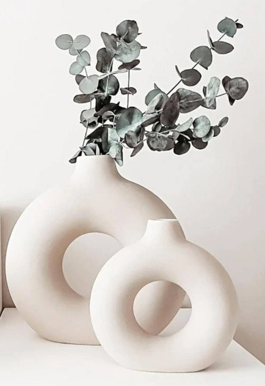 White Ceramic Circle Vase