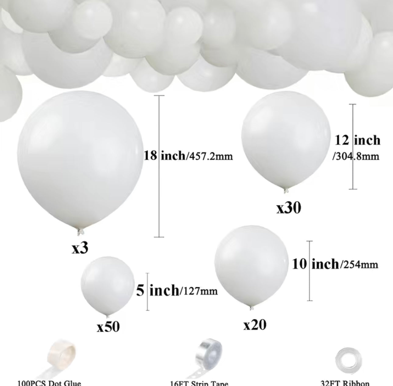 White Matte Ballon Garland
