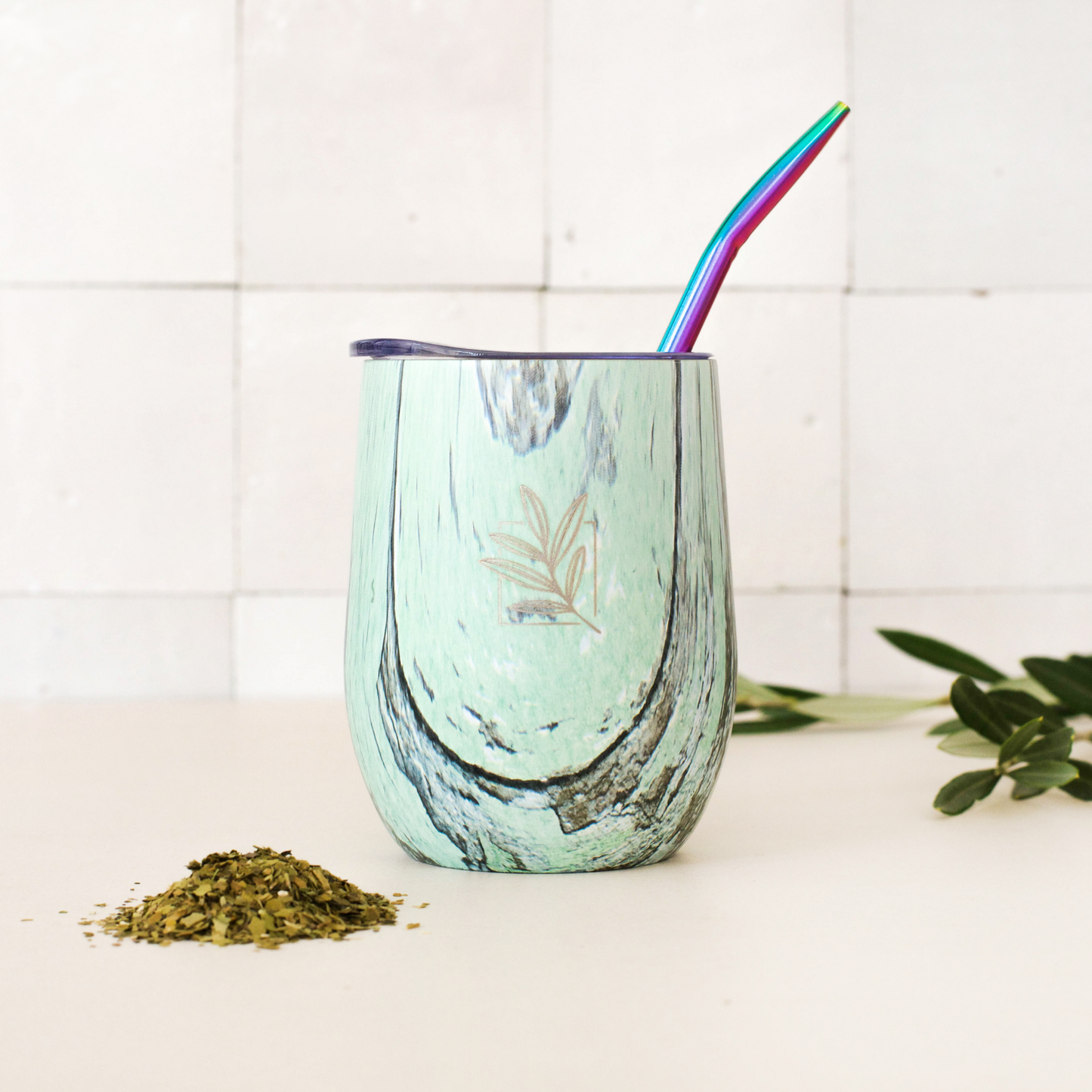 Calebasse isotherme verte et sa bombilla