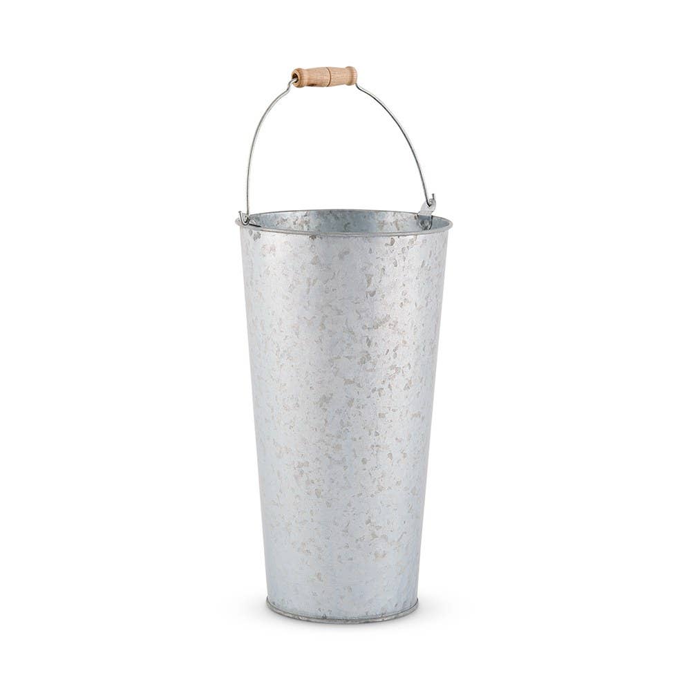 Galvanized Flower Market Bucket With Handle - Large