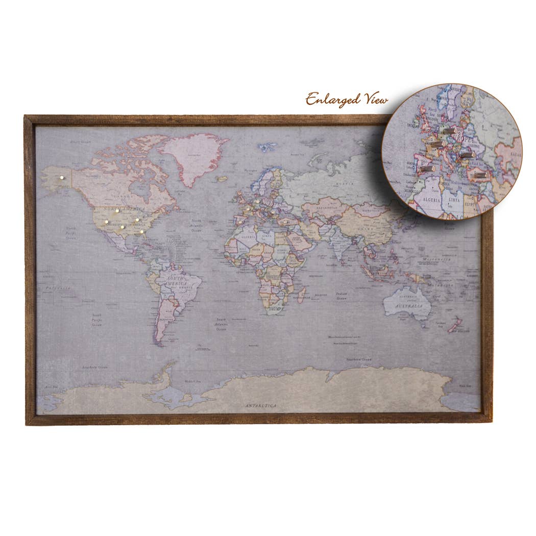 24x16 Colored Antique Magnetic World Map