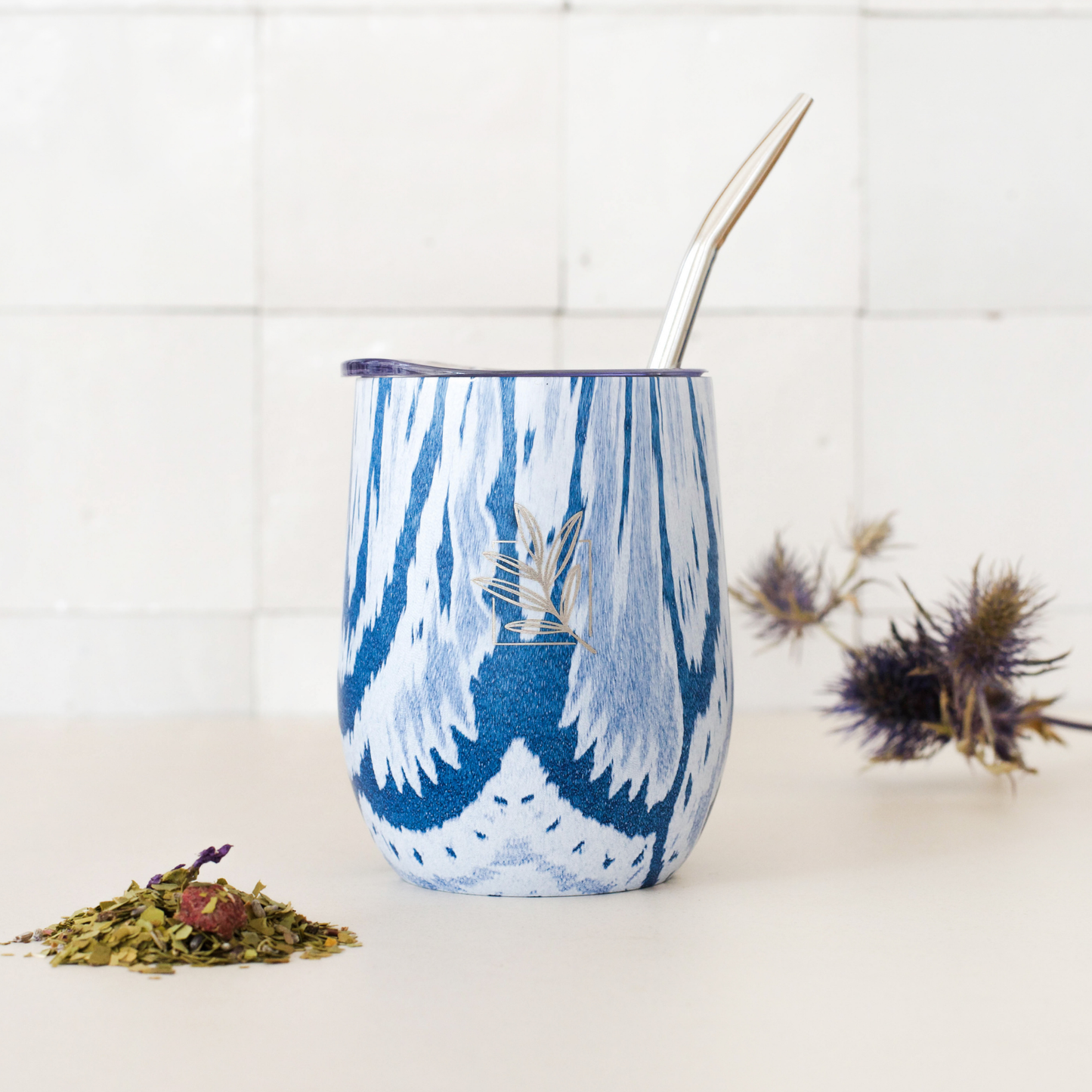 Aztec blue insulated Calebasse and its bombilla