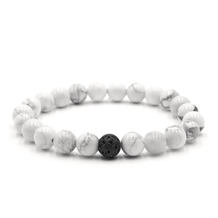 Aromatherpy Bracelet - Howlite/Lava