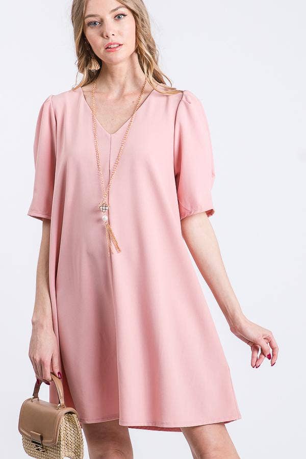 V-neck Puff Sleeve Dress