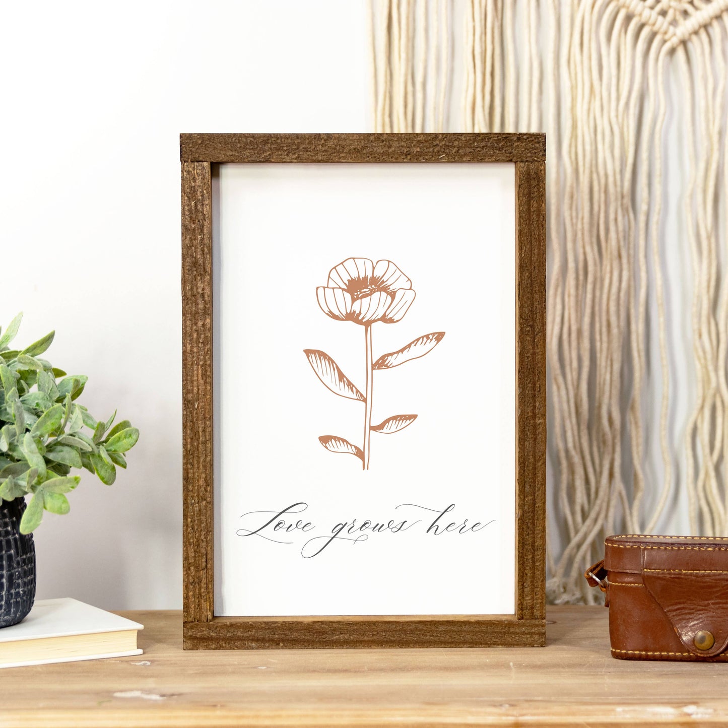 Wood Sign-Love Grows Here 9x13