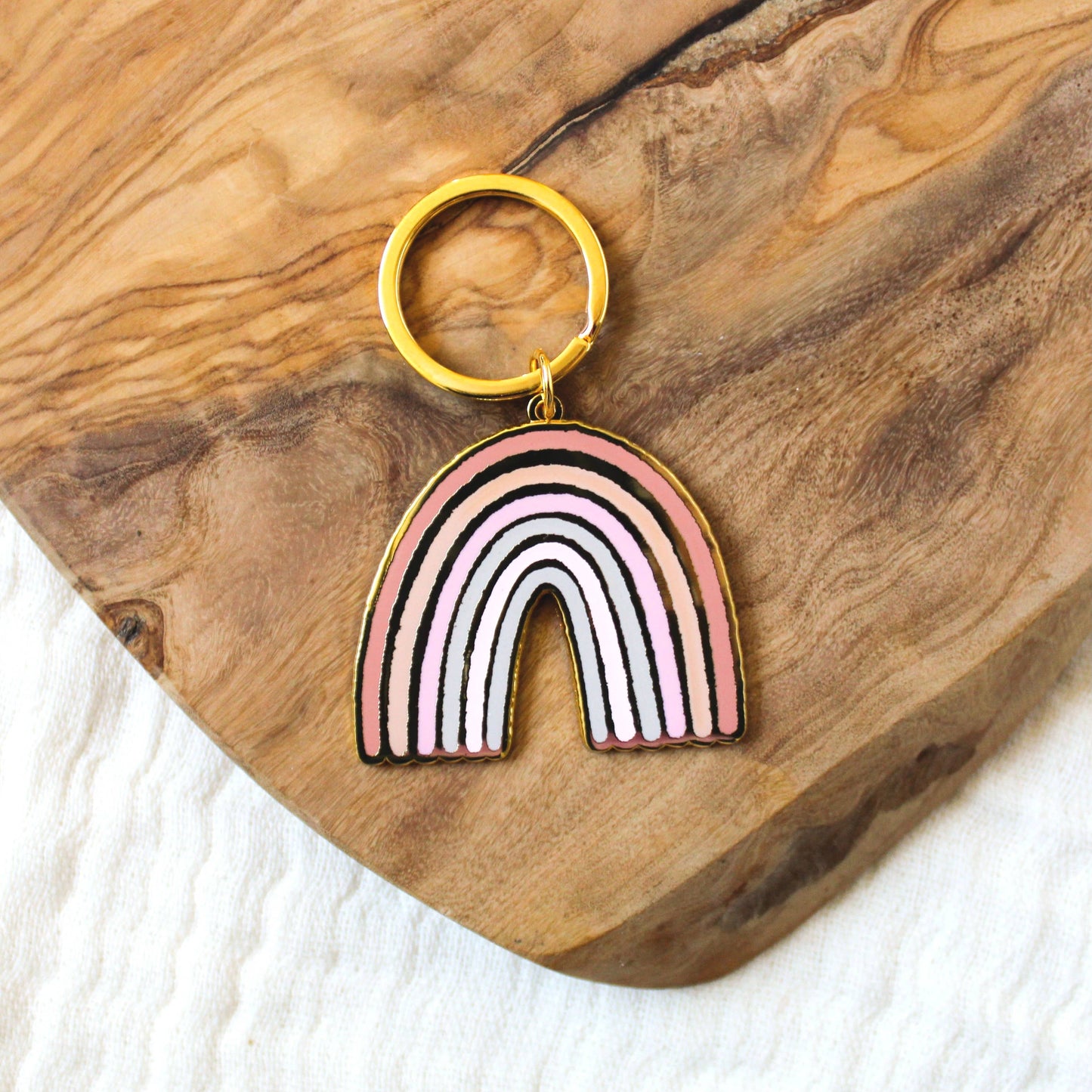 Pink Rainbow Metal Keychain 2x2 in.