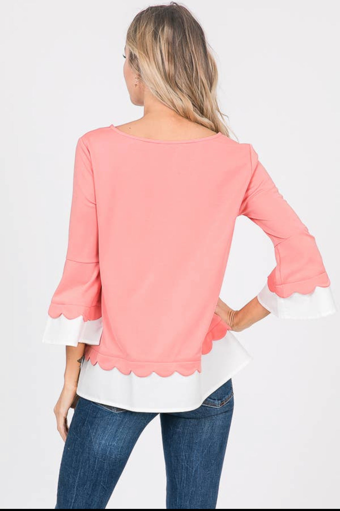 Racheal Peach Layered Sleeve Top