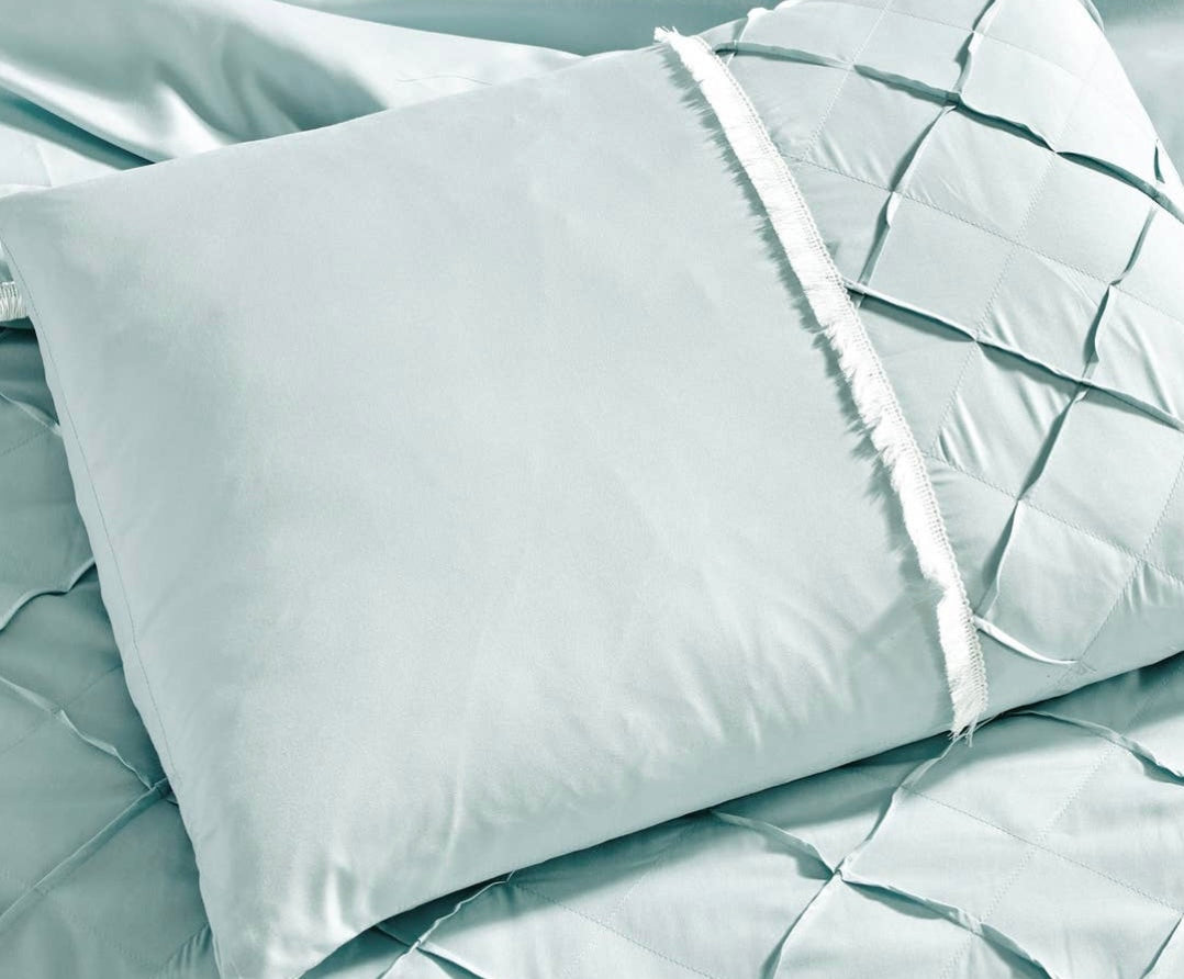 Ultra Soft Ruffle Baby Blue Pleated Comforter - 7 Piece Set