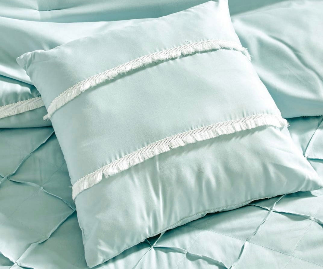 Ultra Soft Ruffle Baby Blue Pleated Comforter - 7 Piece Set