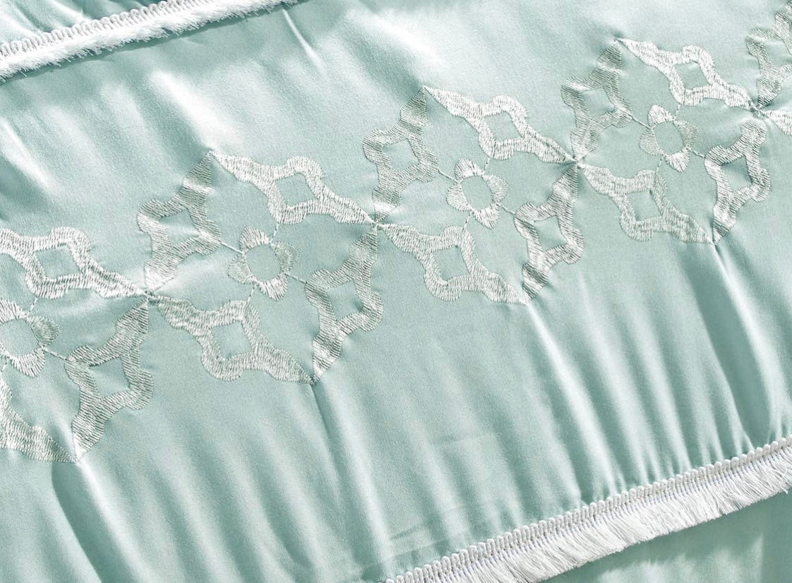 Ultra Soft Ruffle Baby Blue Pleated Comforter - 7 Piece Set