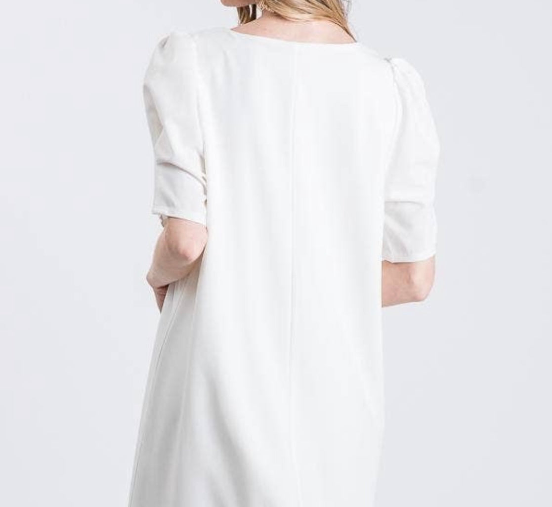 V-neck Puff Sleeve Dress