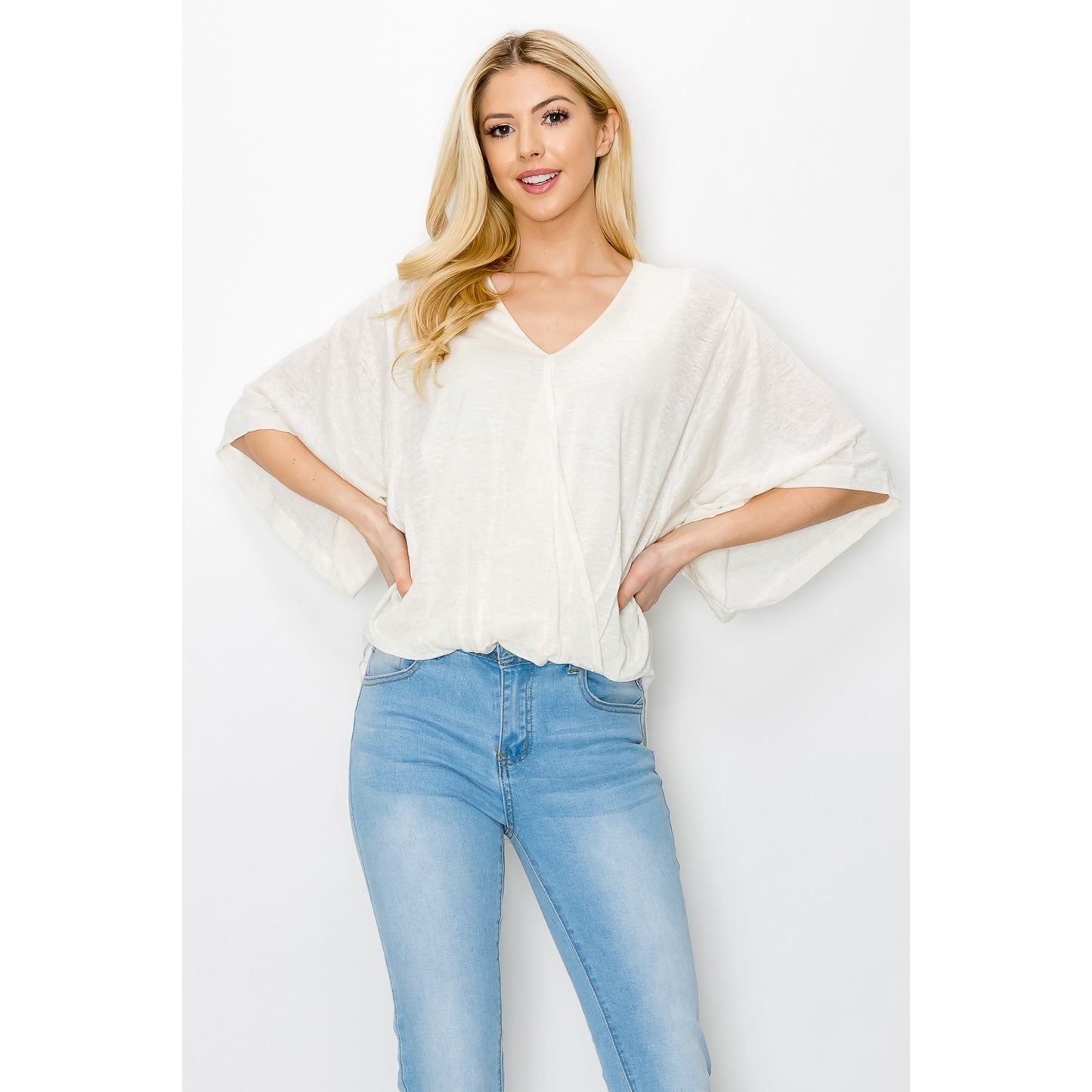 SOLID KIMONO SLEEVE TOP
