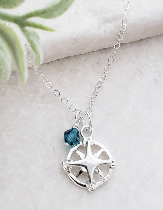 Silver Compass Necklace