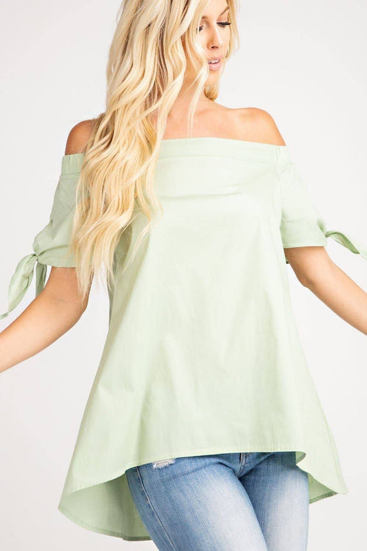 TF3829 OFF THE SHOULDER POPLIN TOP