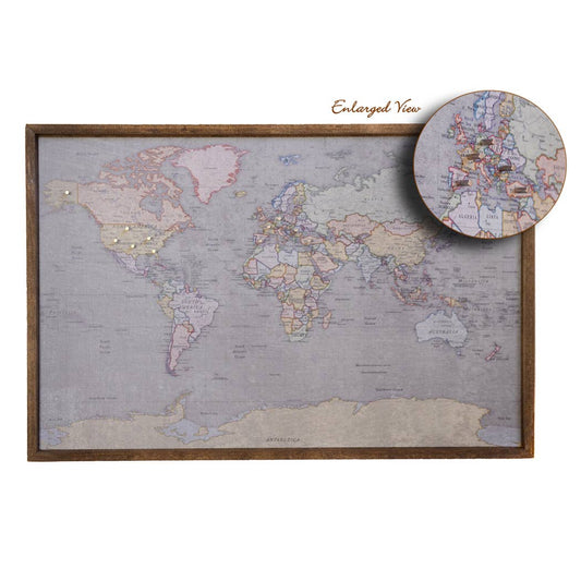 24x16 Colored Antique Magnetic World Map