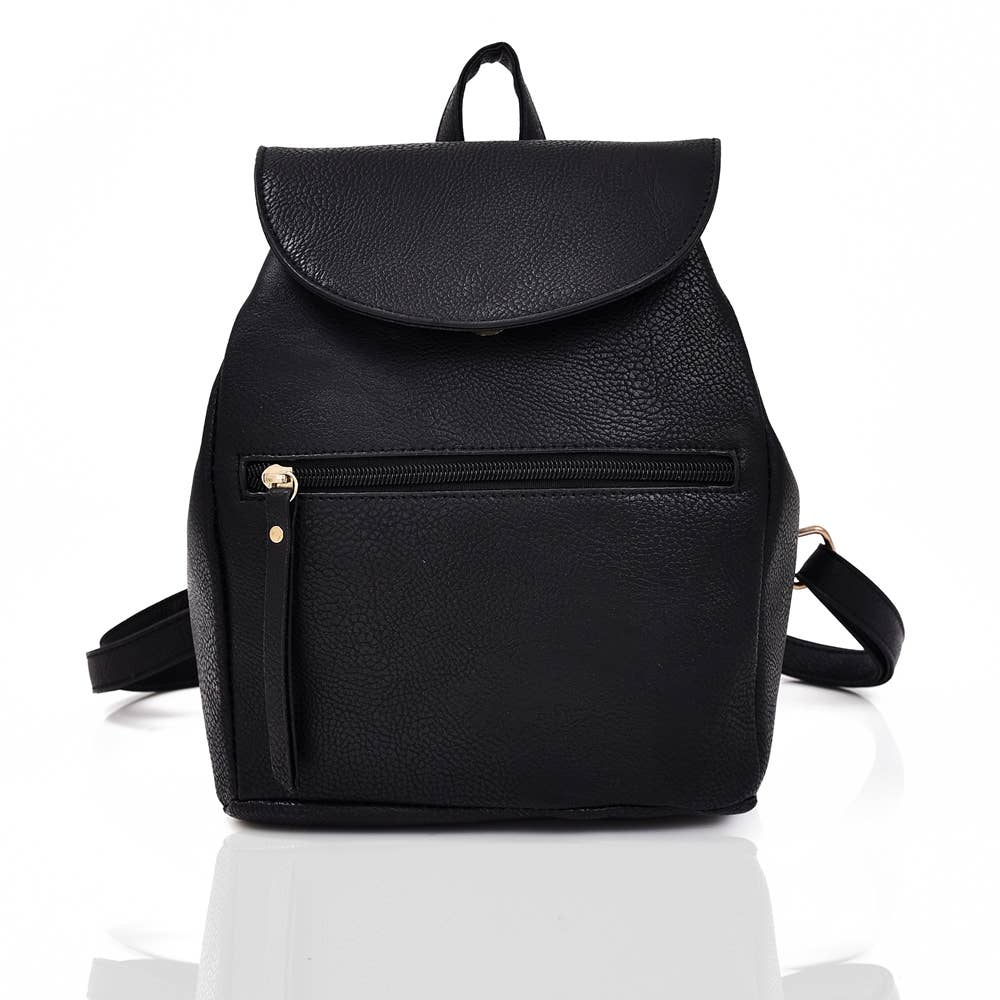 Paris Front Zip Backpack - Black