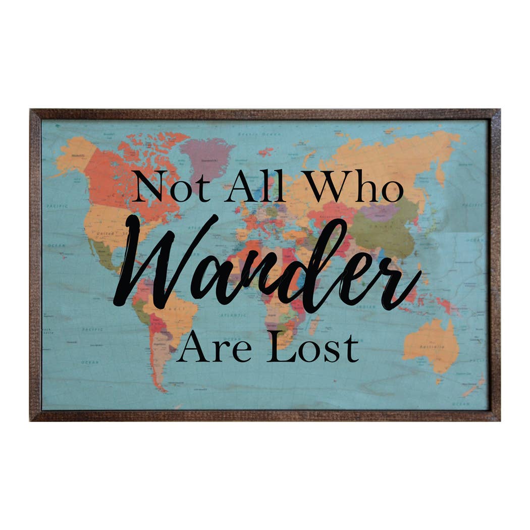 12x18 Not All Who Wander Are Lost Wood Map