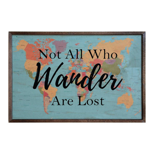 12x18 Not All Who Wander Are Lost Wood Map