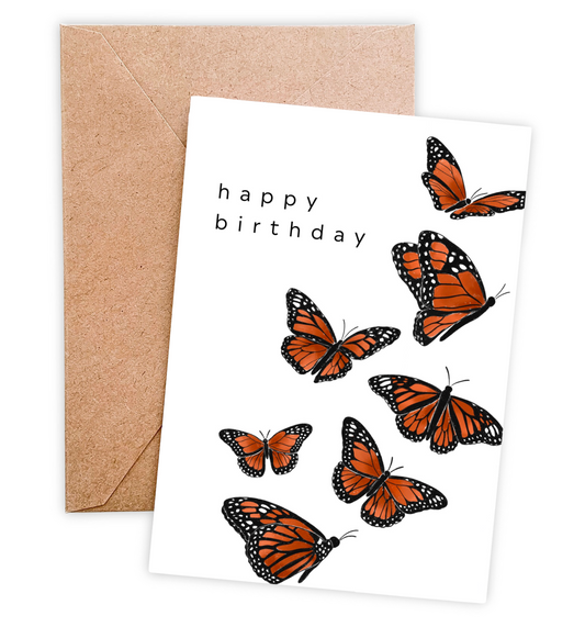 Flying Butterflies Happy Birthday Card