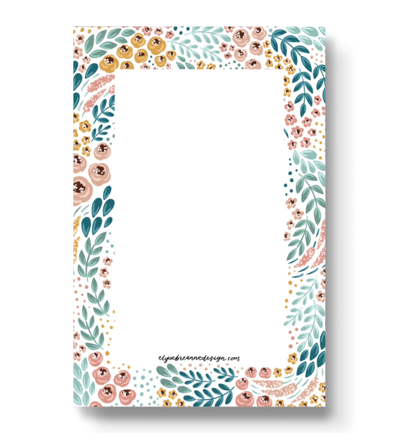White Floral Notepad, 4x6 in.