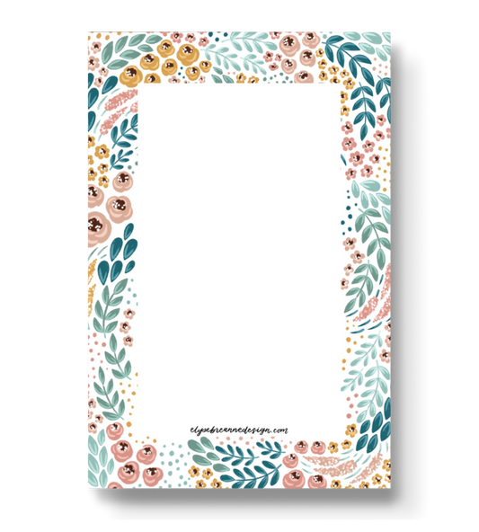 White Floral Notepad, 4x6 in.