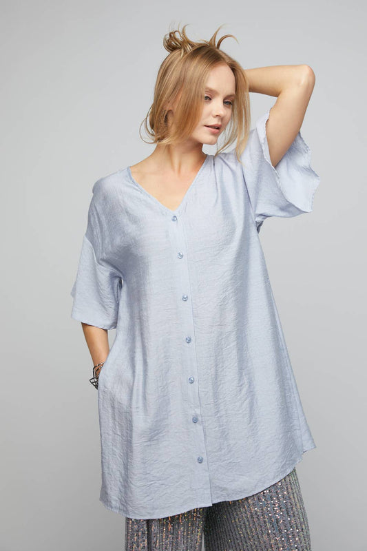 SOLID BASIC TWO WAY LONGLINE BLOUSE