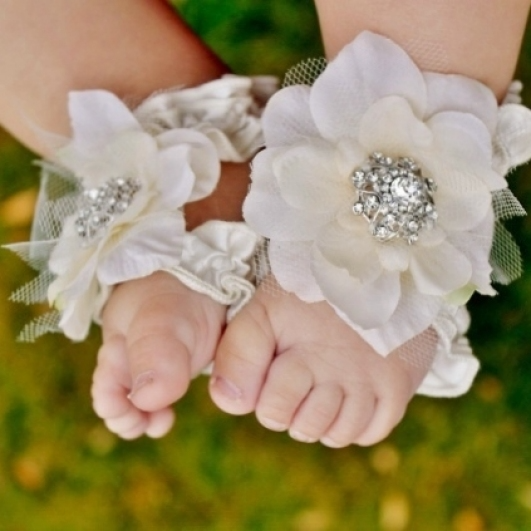 Original ToeBlooms Handmade Heirloom Barefoot Baby Sandals