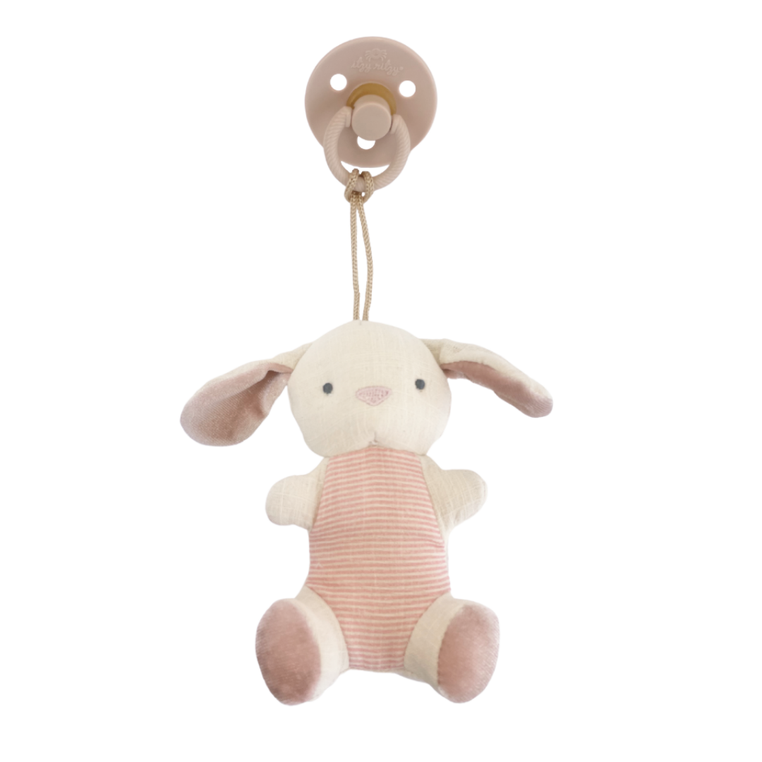 NEW Bitzy Pal Bunny Natural Rubber Pacifier & Stuffed Animal