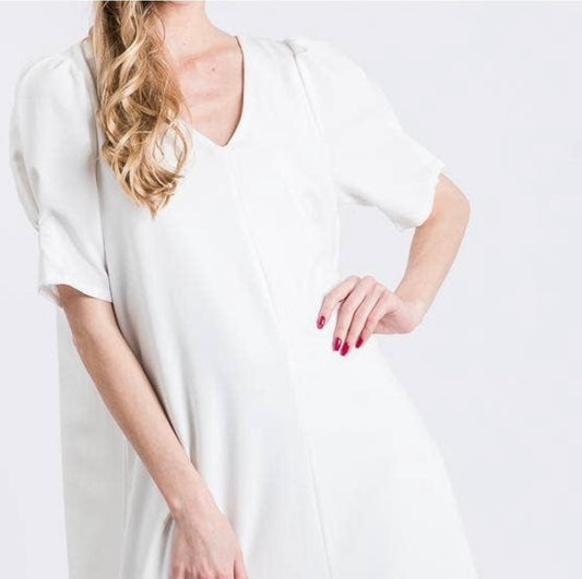 V-neck Puff Sleeve Dress