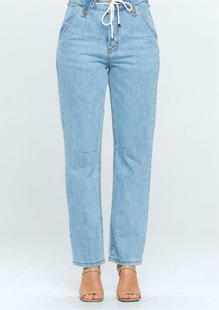 High Rise Straight Leg Mom Jean